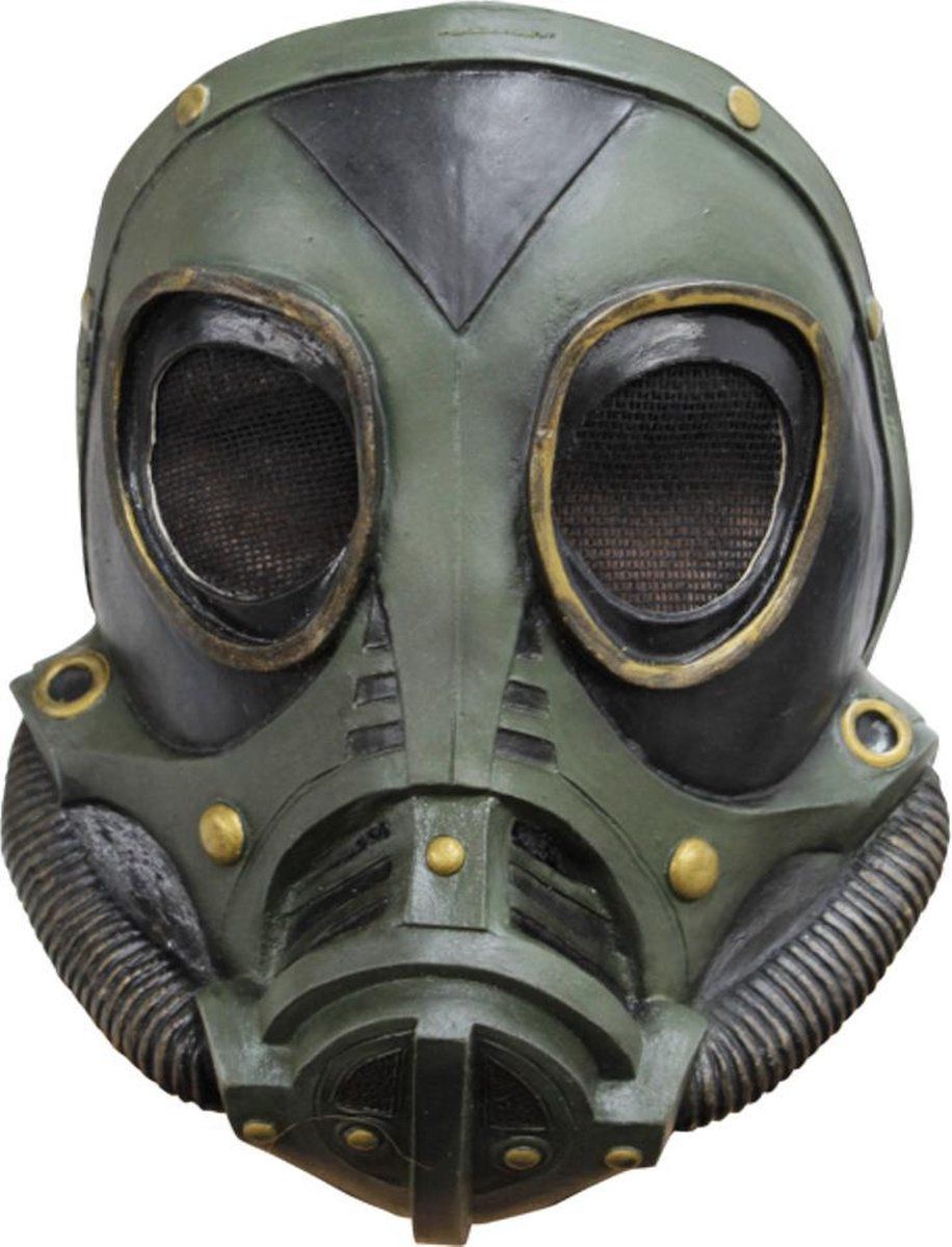 partychimp Gezichtsmasker M3A1 Gas - Latex - Zwart/Groen