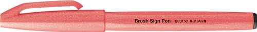 Pentel SES15C-FBX Brush Sign Pen neon-rood, vezelpen, penseelachtige punt, 10 stuks