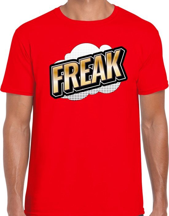 Bellatio Decorations Freak fun tekst t-shirt voor heren rood in 3D effect 2XL