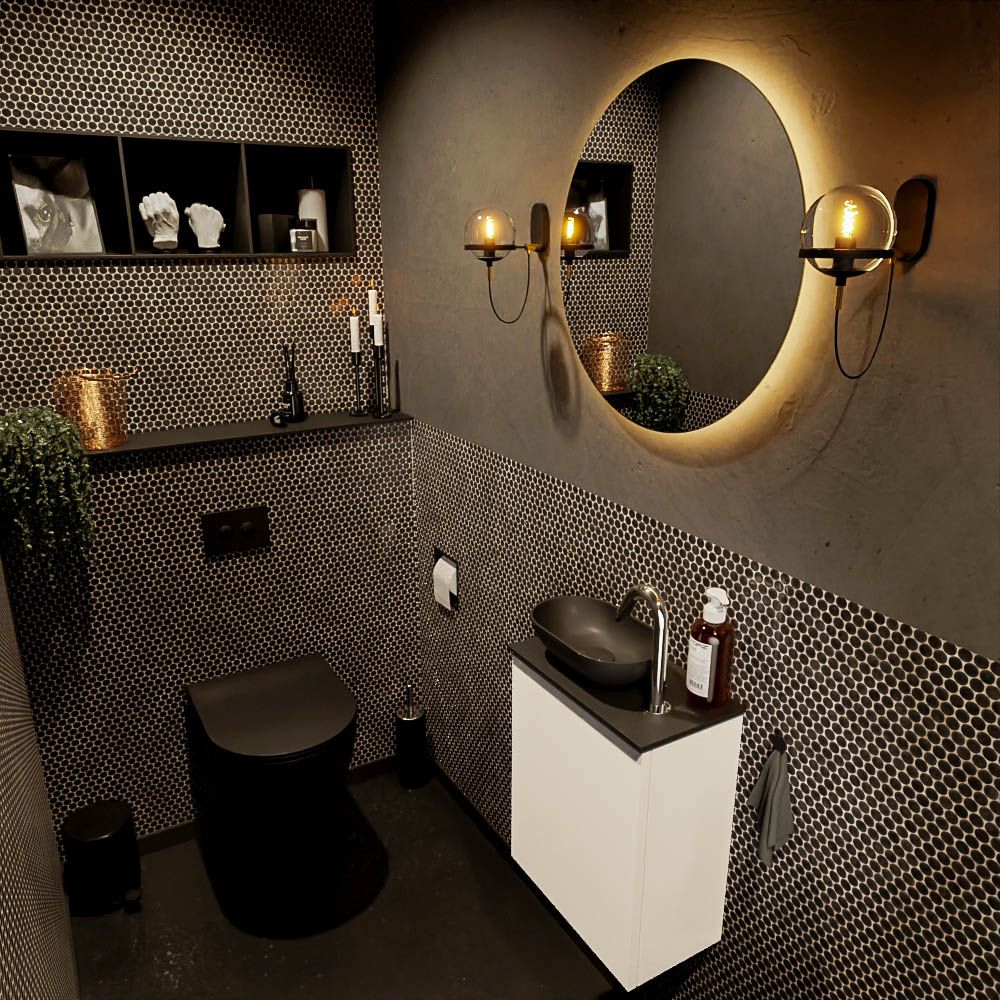 Mondiaz Fowy toiletmeubel 40 cm kleur talc. Waskom positie links kleur urban | urban. Met 1 kraangat