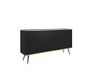 3xE living Dressoir 160 cm, 3 Deuren, 6 Planken, Push-to-open, ZWART Zwarte Poten, 160 x 85 x 39 cm