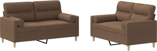 vidaXL 2-delige Loungeset met kussens stof bruin