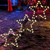 SALCAR 2 m kerstverlichting voor buiten, verpakking van 3 led-sterren, kerstdecoratie, tuin, buitenverlichting, staaflamp met grondpen, zwarte sterren, warmwit
