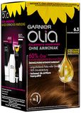 Garnier Olia Duurzame haarkleur zonder ammoniak, met voedende en natuurlijke oliën, volledige grijshaardekking, permanente kleuring, nr. 6.3 karamelbruin, 3 x 1 stuks