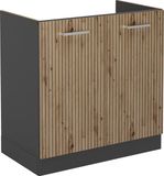 Vicco R-Line Wastafelkast – 80 cm, WB Antraciet Artisanaal eiken