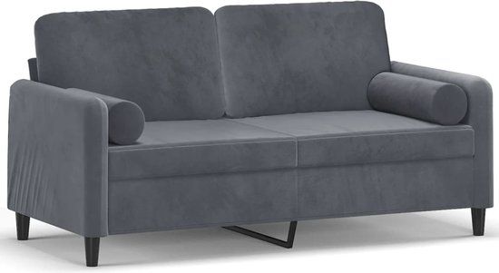 vidaXL Tweezitsbank met sierkussens 140 cm fluweel donkergrijs