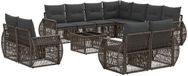 vidaXL Banc de jardin 12 pièces gris et gris foncé polyrotin