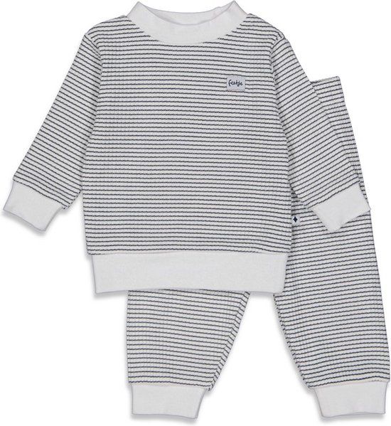 Feetje Wafel pyjama marineblauw/wit