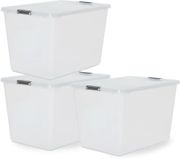 IRIS Storage Opbergbox met Clips - 60L - Transparant/Grijs - Set van 3