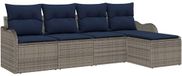 vidaXL Tuinbank Set Grijs Polyrattan