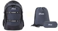 2be Schoolrugzak met 15 Inch laptopvak | gymtas | pennenzak | Zwart/Grijs