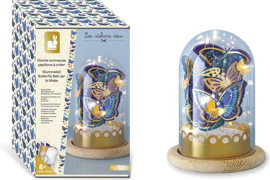 Janod - Les Ateliers Deco - Maak een verlichte stolp met vlinders - Knutselset