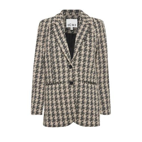 ICHI IHKATE HOUNDSTOOTH Oversized Blazer - Brown/Black Pied-de-poule
