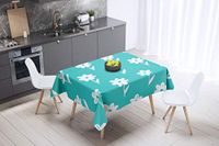 Bonamaison Tafelkleed, Anti-Mold, Sneldrogend, Waterdicht, 100% Polyester Tafellaken, Turkoois, wit, 140 x 140 Cm