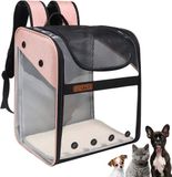 Merkloos / Sans marque Wan GmbH Pet Carry Bag Backpack Cage Cat Dog Cage Portable Pet Carrier Wire Structure Transparent Foldable Spacious Large Carry Bag for Travel Airline (Pink)