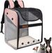 Merkloos / Sans marque Wan GmbH Pet Carry Bag Backpack Cage Cat Dog Cage Portable Pet Carrier Wire Structure Transparent Foldable Spacious Large Carry Bag for Travel Airline (Pink)