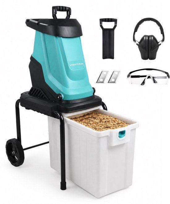 VENTRA® Elektrische Hakselaar - Wood Shredder - 3000W – Voor Takken Tot Ø45mm – 55L Opvangbak