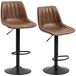 Ensemble de 2 tabourets de bar, réglable en hauteur, similicuir, repose-pieds, acier (brun)