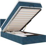 vidaXL Ottoman Bed with Mattress 100x200 cm Velvet Dark Blue