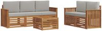 vidaXL - Bank loungeset - 5 zitplekken - Naturel en lichtgrijs - Massief Acacia Hout