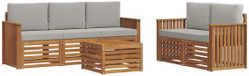 vidaXL - Bank loungeset - 5 zitplekken - Naturel en lichtgrijs - Massief Acacia Hout