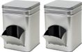 Merkloos The Box Blikken Vierkant opbergblik/bewaarblik met dispenser - 2x - zilver - 14 x 21 cm