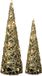 Countryfield LED kegels - kerstboom lampen - 2x - goud - H60, H80cm - warm wit - timer