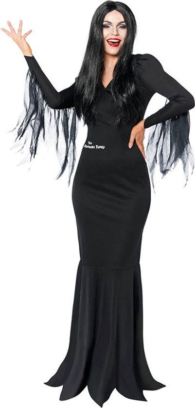 Amscan Morticia Kostuum - Addams Family (maat M) - Zwart/Wit - Vrouwen