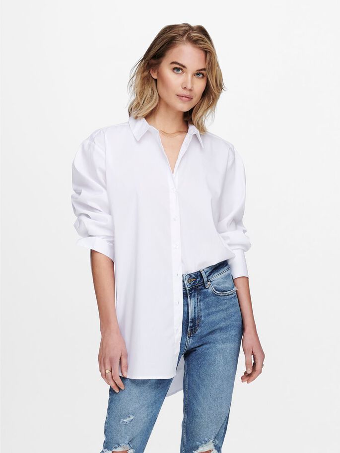 ONLY Shirt - White - Women's Size 36 - Loose Fit - Cotton Blend