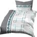 Ensemble de literie : housse de couette 140x200 cm + taie d'oreiller 70x90 cm, coton nid d'abeille, gris-turquoise