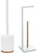 5Five - Brosse WC/Brosse de toilette avec porte-rouleau de papier toilette set blanc