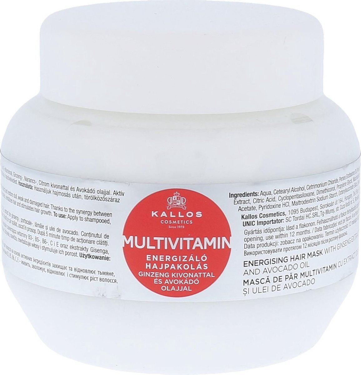 Kallos - Multivitamin with Ginseng Extract and Avocado Hair Mask - 275ml
