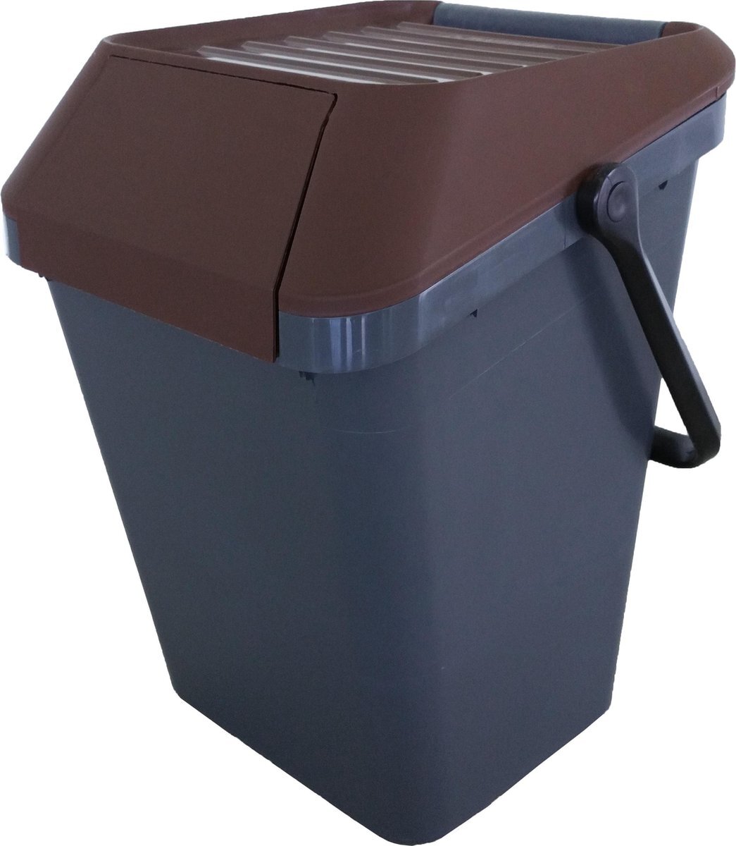 Vepa Bins EasyMax afvalemmer 45 liter grijs, bruin | Stapelbaar