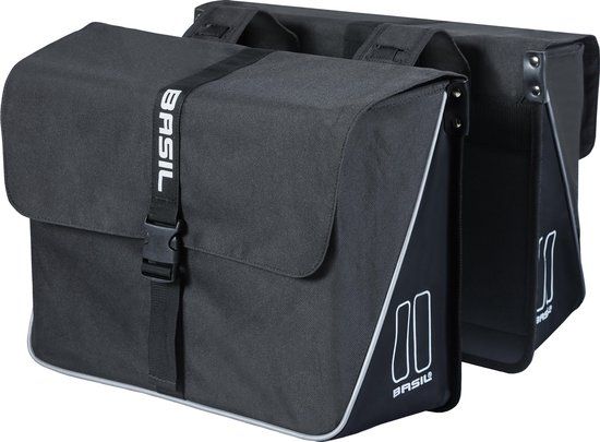 Basil Forte Dubbele fietstas - Zwart - 35 Liter - Achter - Polyester - Elektrische Fiets