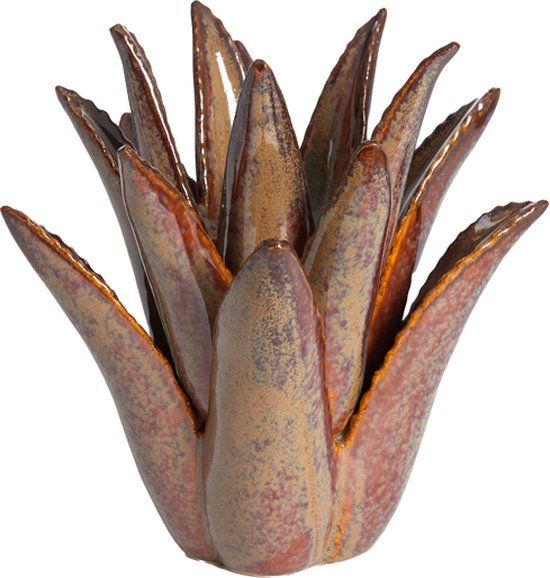 Light & Living Theelicht Ø21x21 cm CACTUS keramiek bruin-grijs
