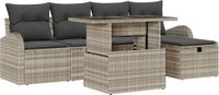 vidaXL Tuinbank Set Lichtgrijs Poly Rattan