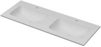Wastafel INK Aspekt Dubbele Wastafel 120cm Mat Wit Keramiek met 2 Kraangaten