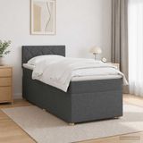 vidaXL Boxspringbed met matras, donkergrijs, 90 x 200 cm, stof