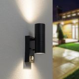 HOFTRONIC Blenda Wandlamp Zwart - 4000K Neutraal Wit - Bewegingsmelder & Schemerschakelaar - IP44