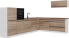 Vicco Hoekkeuken R-Line, Sonoma/Wit, 327 x cm goudkleurig eiken werkblad