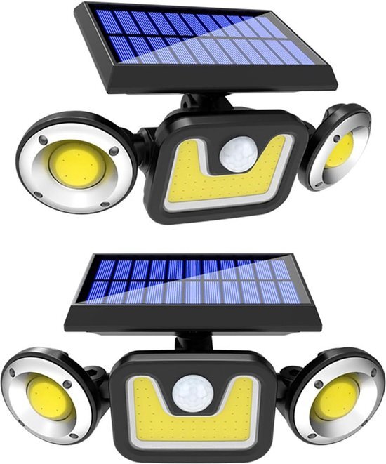 Besjaar Buitenlamp met bewegingssensor – Buitenverlichting Zonne Energie - Wandlamp buiten – Sensor – Solar – Dag Nacht Sensor – 100 LEDS – Zwart – Helder licht - zonne-energie - LED-schijnwerper bewegingssensor en los zonnepaneel