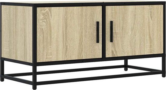 vidaXL Tv-meubel 80x34,5x40 cm bewerkt hout metaal sonoma eikenkleurig