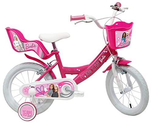 Mattel 22235, meisjesfiets, roze-wit, 14 inch