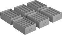 Songmics Set van 4 lade-organizers met 6 vakken - opvouwbare kledingkastorganizers - 42 x 30 x 17 cm - voor broeken en kleding - grijs