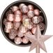 Decoris Boules de Noël - 37x pièces - 6 cm - Rose clair - Plastique