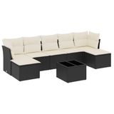 vidaXL 8-delige Loungeset met kussens, polyrattan, zwart