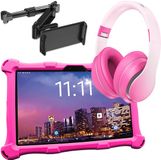 AngelTech Luxe OnderwegPakket XL PRO II – Kindertablet XL PRO II Roze + Kinderkoptelefoon + Tablethouder
