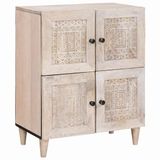 vidaXL Dressoir, wit, 33,5 x 60 x 75 cm, modern woonkamermeubel, rechthoekig dressoir, praktische opslag, van mangohout, voor het organiseren van je huis