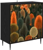 vidaXL Dressoir ZAANDAM Zwart eiken 69 x 33 x 76 cm Bewerkt hout