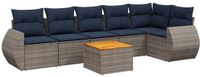 vidaXL 7-delige loungeset voor buiten, met kussens, grijs, kunststof riet